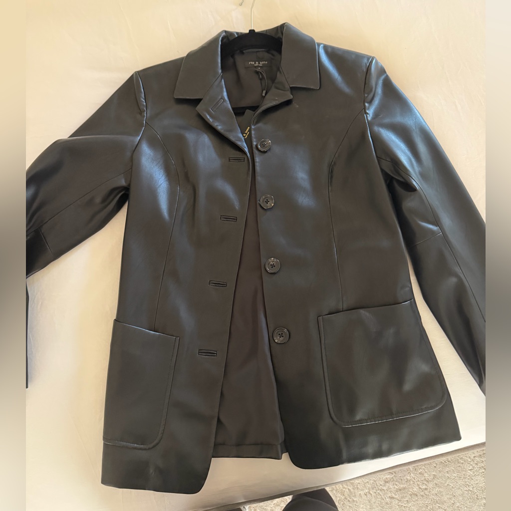 Rag & Bone Black Drew Faux Leather Blazer